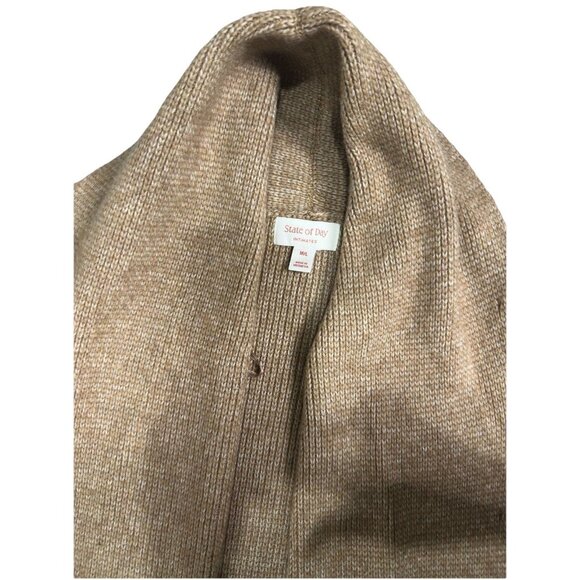 State of Day Women’s Knit Long-Sleeve Duster Robe – Camel – Size M – NWT - Picture 4 of 6